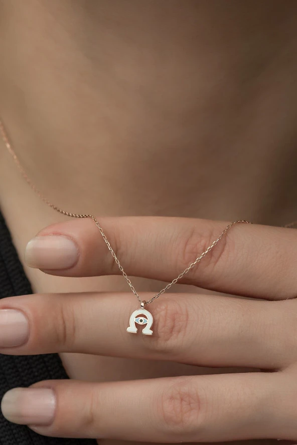 925 Ayar Minimal At Nalı Kolye Kadın Gümüş Kolye - Resim 2