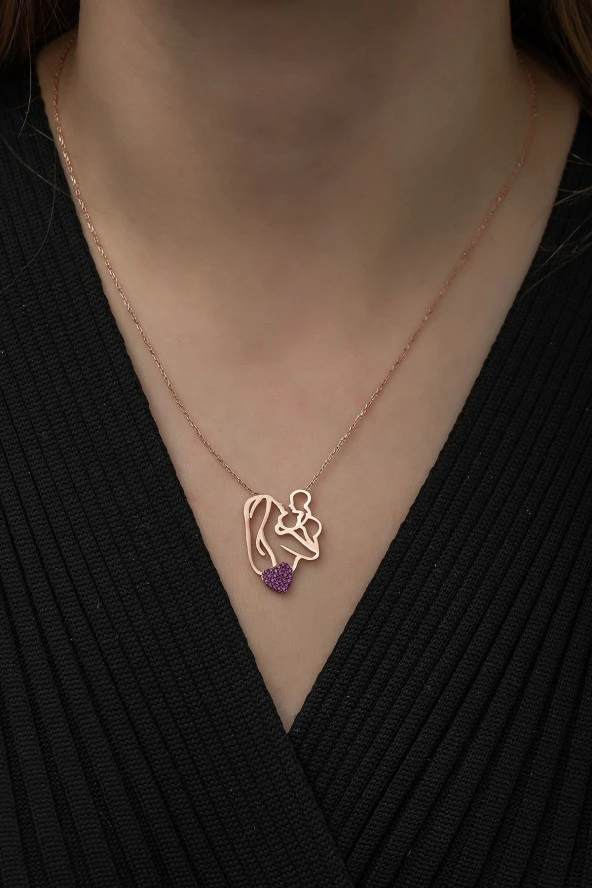 925 Ayar Anne Bebek Kolye Kadın Gümüş Kolye ürün görseli