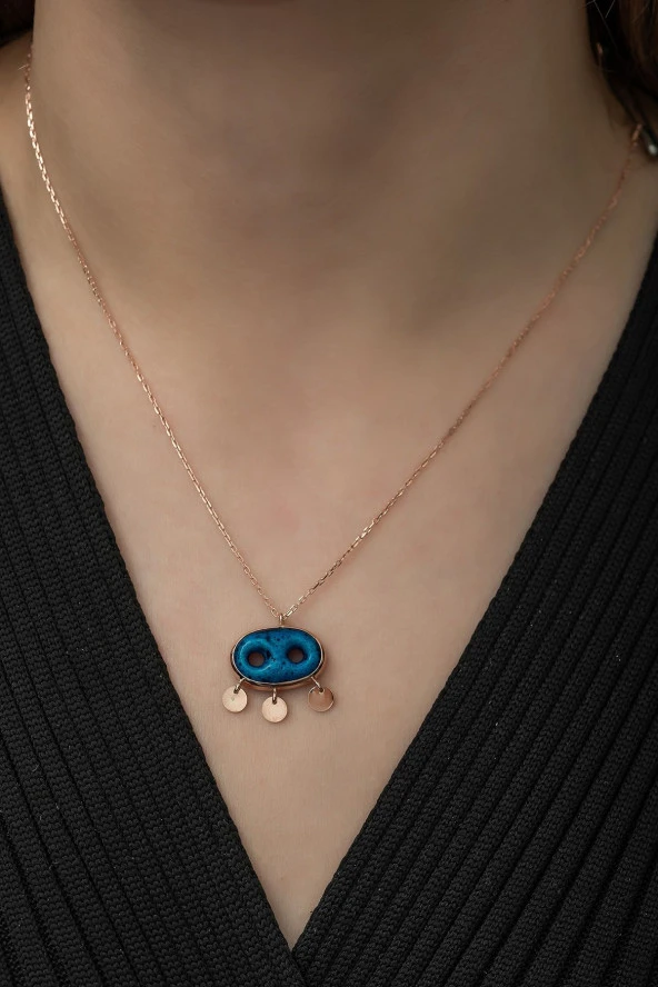 925 Ayar Süryani Nazar Kolye Kadın Gümüş Kolye ürün görseli