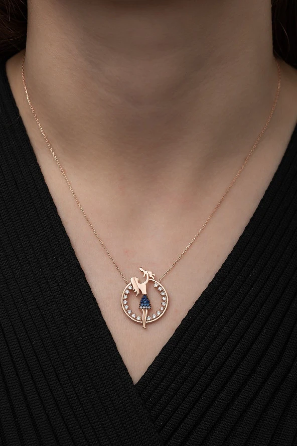 925 Ayar Anne Çocuk Kolye Kadın Gümüş Kolye - Resim 2