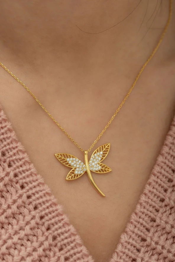 925 Ayar Gold Yusufcuk Kolye Kadın Gümüş Kolye - Resim 3