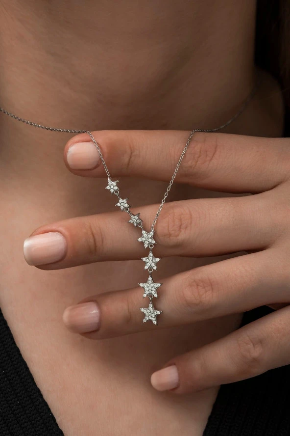 925 Ayar Samanyolu Yıldız Kolye Kadın Gümüş Kolye ürün görseli