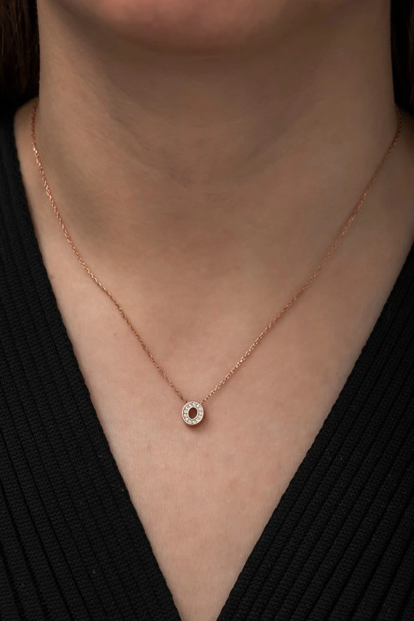 925 Ayar Harf Kolye 3 Boyutlu O Harfi Kadın Gümüş Kolye - Resim 2