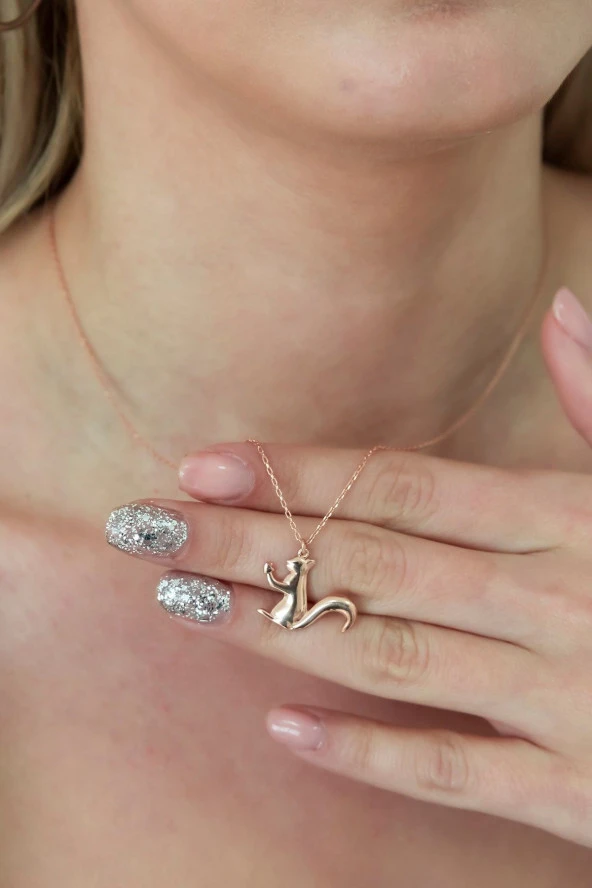 925 Ayar Sincap Kolye Kadın Gümüş Kolye ürün görseli