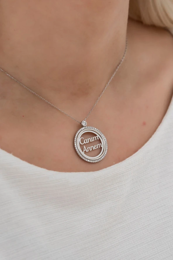 925 Ayar Canım Annem Kolye Kadın Gümüş Kolye ürün görseli