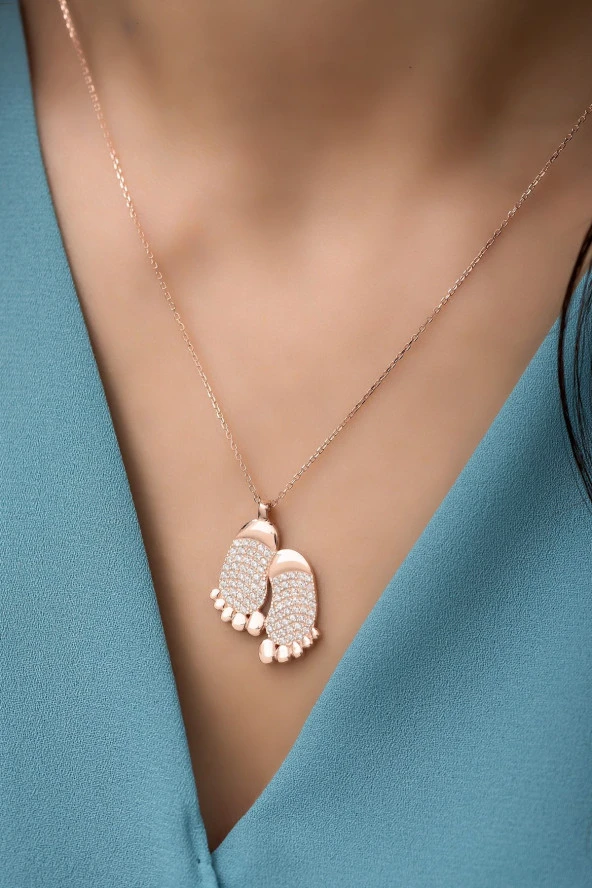 925 Ayar Gümüş Zirkon Taşlı Ayakizi Kolye ürün görseli