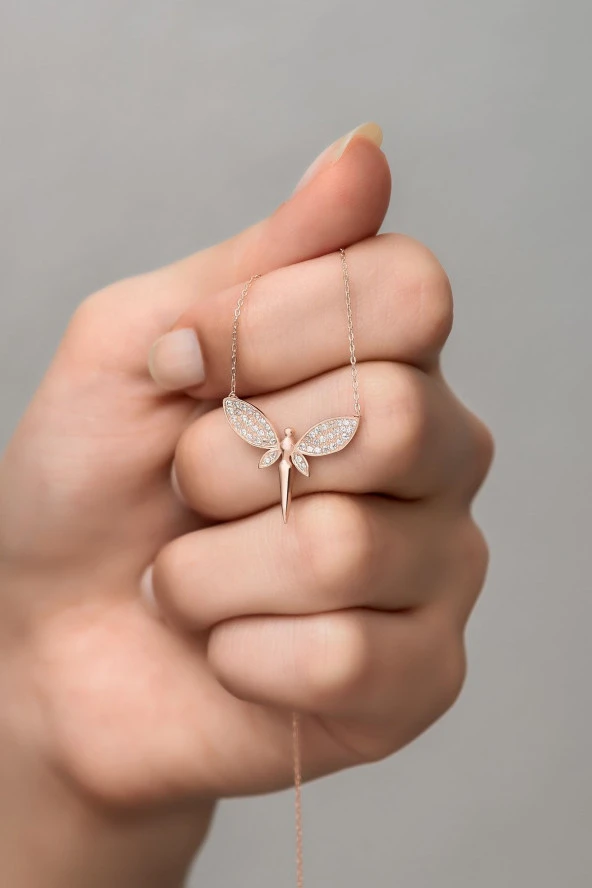 925 Ayar Gümüş Zirkon Taşlı Peri Kolye ürün görseli