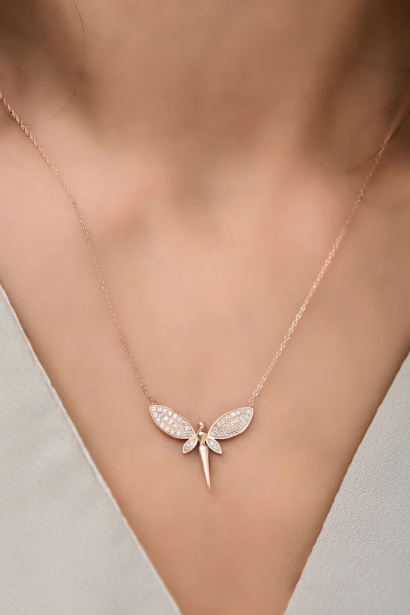 925 Ayar Gümüş Zirkon Taşlı Peri Kolye - Resim 3