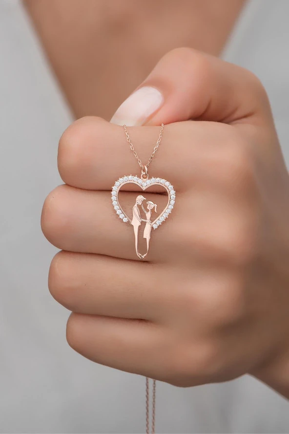 925 Ayar Gümüş Kalp Sevgililer AşkKolye ürün görseli