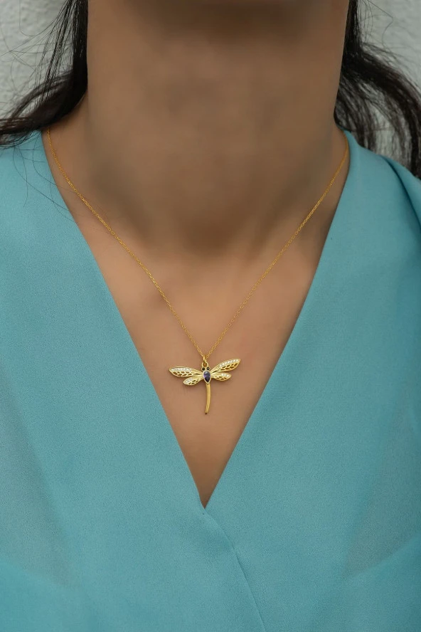 925 Ayar Gümüş Gold Zirkon Taşlı Yusufcuk Kolye ürün görseli