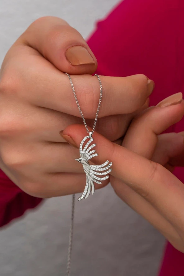 925 Ayar Gümüş Zirkon Taşlı Anka Kuşu Kolye ürün görseli