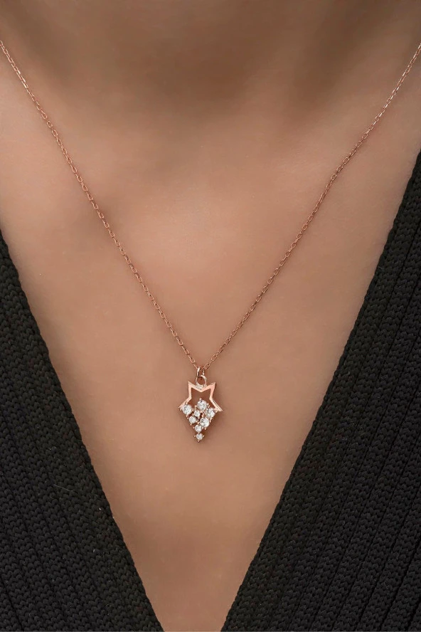 925 Ayar Gümüş Minik Parlayan Yıldız Kolye - Resim 2