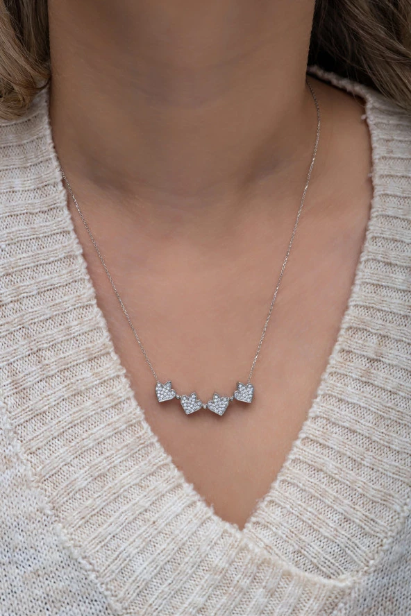 925 Ayar Gümüş Mıknatıslı Ayrılabilir Zirkon Taşlı Yonca Kolye ürün görseli