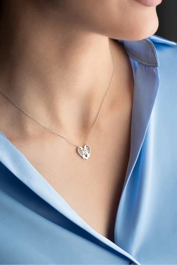 925 Ayar Gümüş Sevgi Düğümü Kalp Kolye ürün görseli