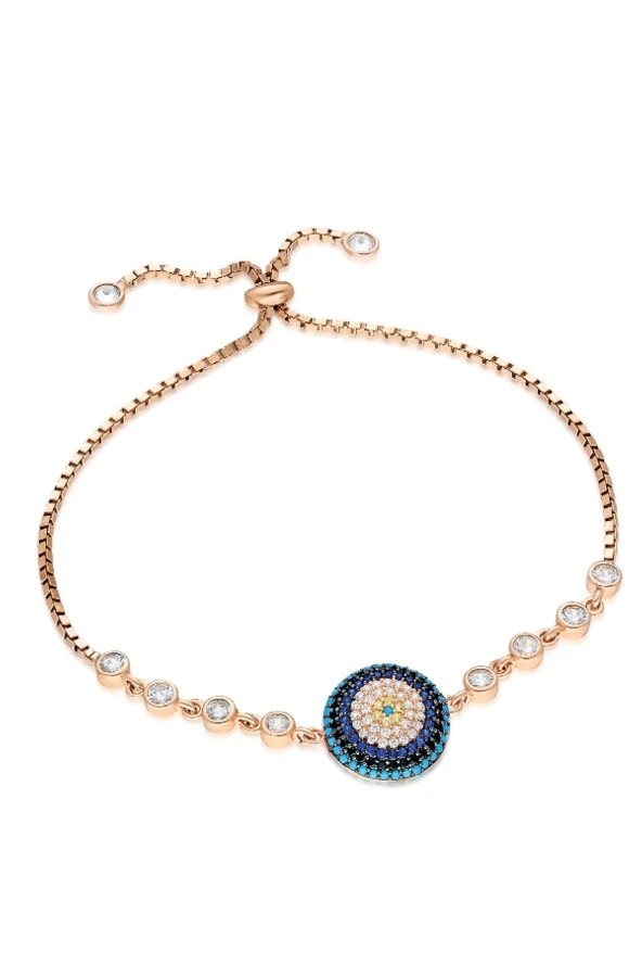 925 Ayar Asansörlü Rose Nazarlık Bileklik Kadın Gümüş Bileklik ürün görseli