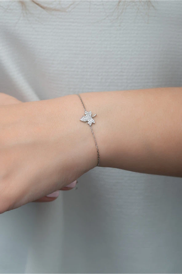 925 Ayar Gümüş Minik Çınar Yaprağı Kadın Gümüş Bileklik ürün görseli