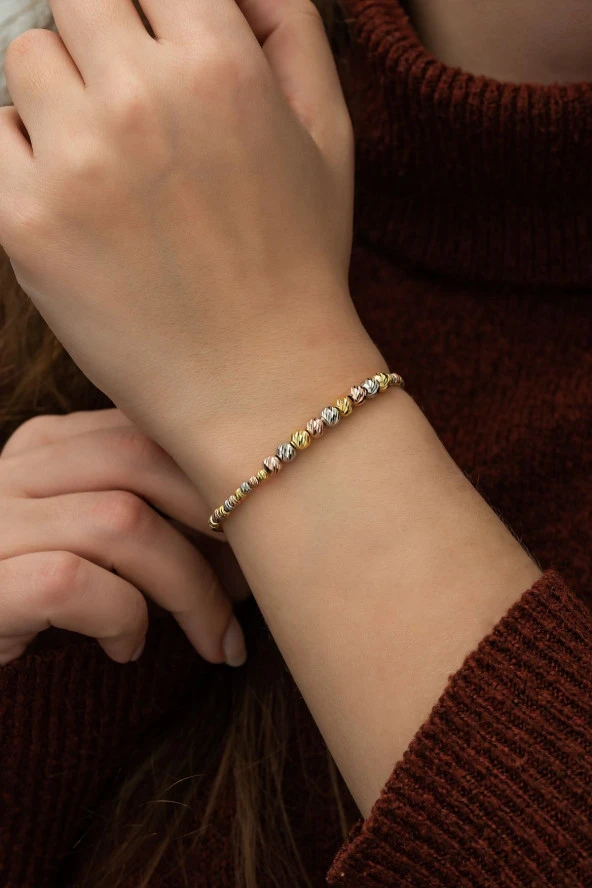 925 Ayar Renkli Dorika Bileklik Kadın Gümüş Bileklik ürün görseli