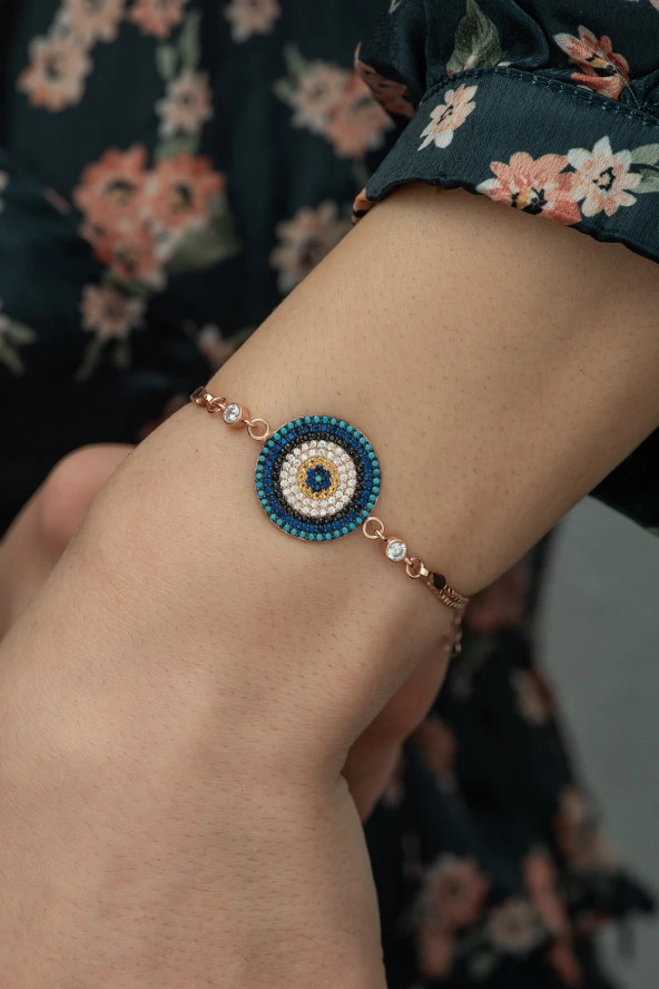 925 Ayar Nazar Kadın Gümüş Bileklik - Resim 2