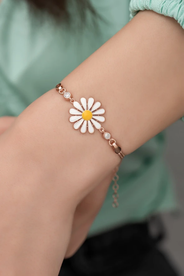 925 Ayar Gümüş Papatya Model Bileklik ürün görseli