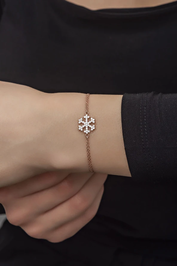 925 Ayar Gümüş Rose Zirkon Taşlı Kartanesi Bileklik