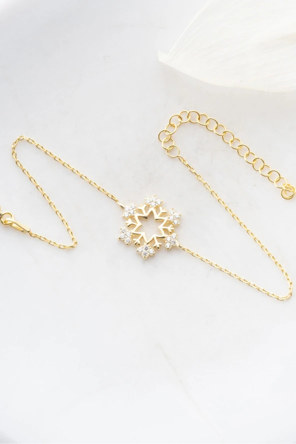 925 Ayar Gümüş Gold Kartanesi Tasarım Bileklik ürün görseli