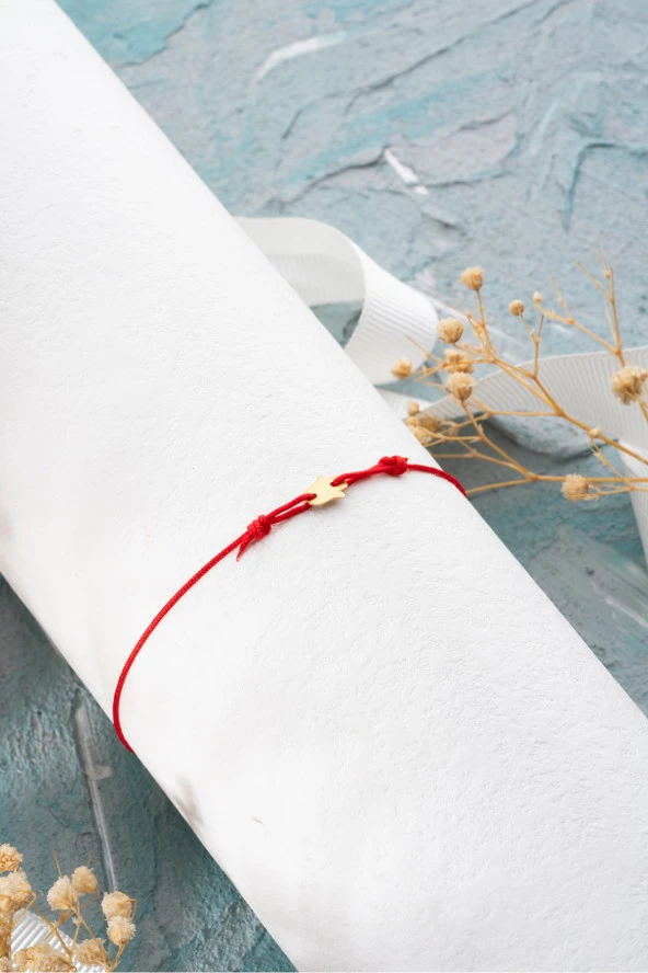 925 Ayar Gümüş Rose Kırmızı İpli Ayarlanabilir Minik Fatma Ana Eli Makrome Bileklik ürün görseli