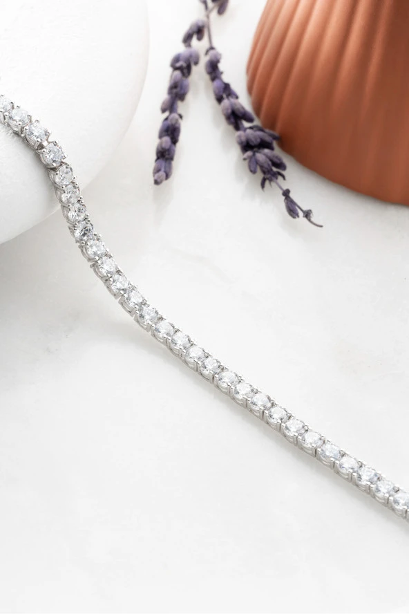 925 Ayar Gümüş Yuvarlak Taşlı Suyolu Bileklik ürün görseli