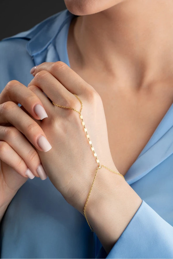 925 Ayar Gümüş Gold Kaplama Sıralı Oval Pullu Şahmeran Bileklik ürün görseli