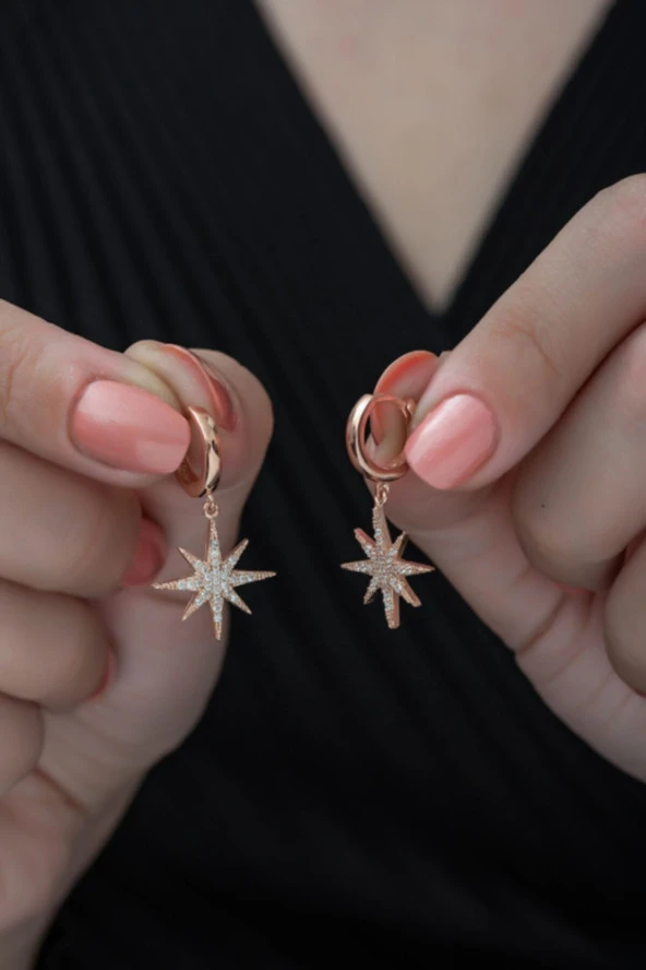 925 Ayar Kutup Yıldızı Küpe Kadın Gümüş Küpe ürün görseli