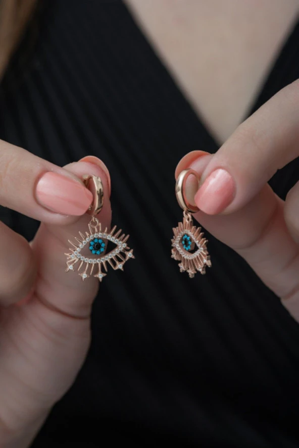 925 Ayar Sallantılı Göz Küpe Kadın Gümüş Küpe ürün görseli