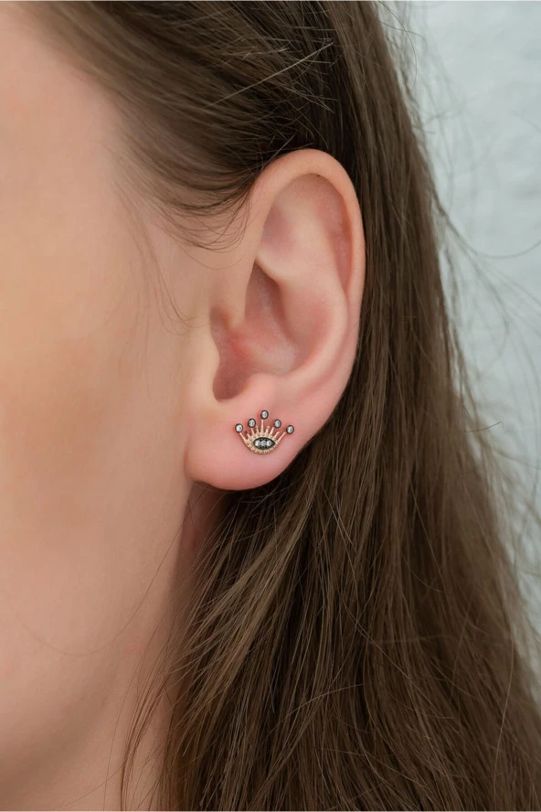 925 Ayar Minik Kral Tacı Küpe Kadın Gümüş Küpe ürün görseli