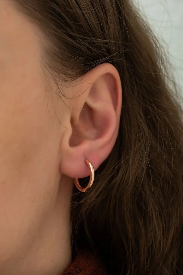 925 Ayar 15 mm Halka Küpe Kadın Gümüş Küpe - Resim 2