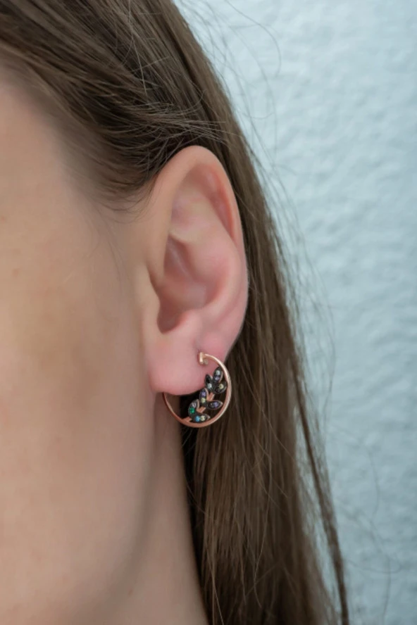 925 Ayar Mix Taşlı Başak Küpe Kadın Gümüş Küpe ürün görseli