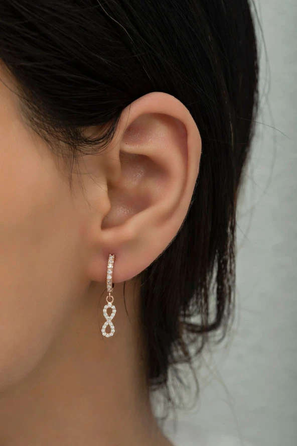 925 Ayar Gümüş Sallantılı Rose Sonsuzluk Küpe ürün görseli