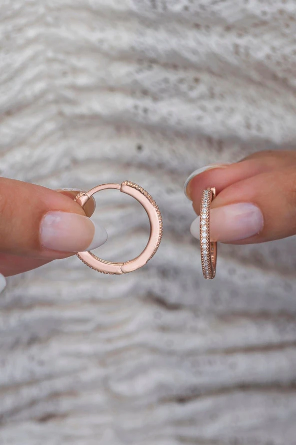 925 Ayar Gümüş Rose 20 mm Tamtur Halka Küpe ürün görseli