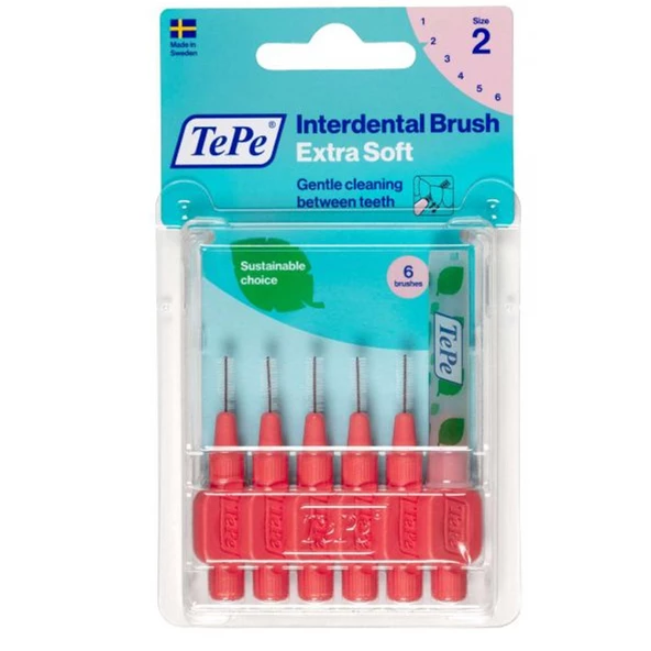 Tepe Blister Extra Soft Arayüz Fırçası 0.5 mm Kırmızı 6 lı