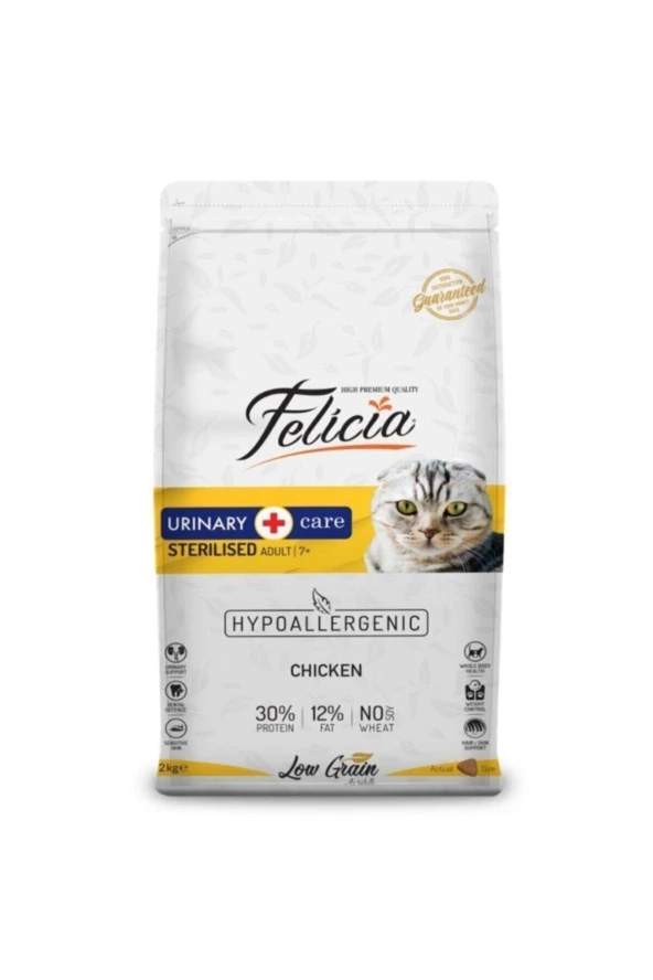 Felicia 2 kg Sterilised Tavuklu Az Tahıllı HypoAllergenic Kedi Maması