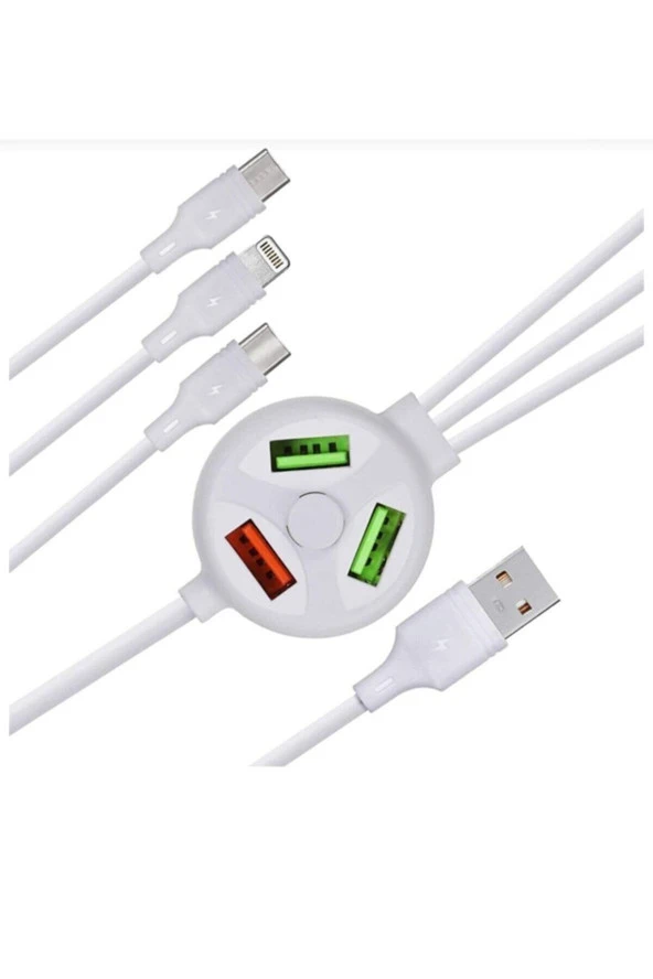 Zhltools 6in1 3.1A Type C+ Lightning+ Mikro Usb kablo 120 Cm - Resim 3