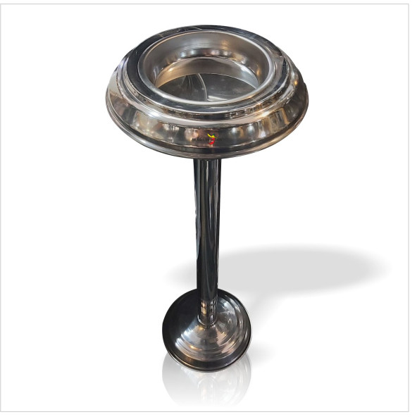 Ayaklı 65 cm Paslanmaz Çelik Krom Kapı Bina Merdiven Yanı Önü Altı Küllük Çöp Kutusu Kül Tablası - Resim 2