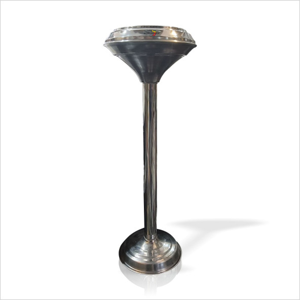 Ayaklı 65 cm Paslanmaz Çelik Krom Kapı Bina Merdiven Yanı Önü Altı Küllük Çöp Kutusu Kül Tablası - Resim 3