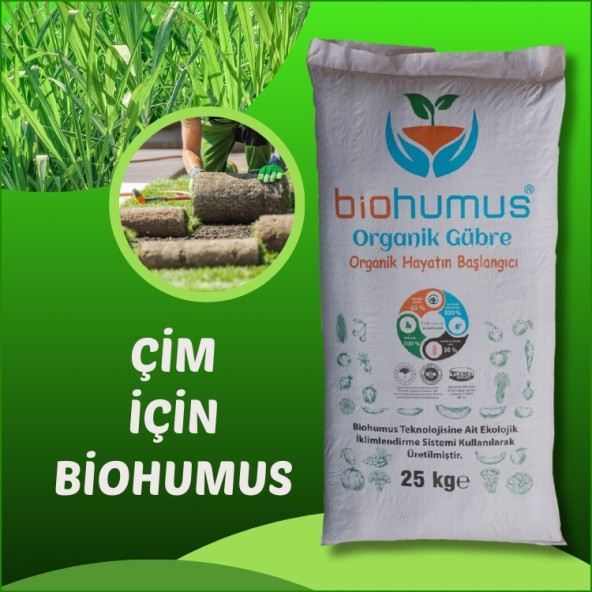 ÇİM için, Biohumus Organik gübre, Kök geliştirici, toprak düzenleyici, bitki besleyici 25 Kg
