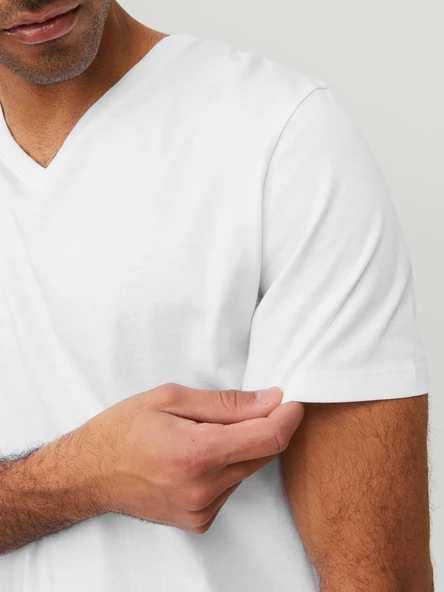 JACK JONES Erkek V Yaka Basic Tişört 12156102 - Resim 4