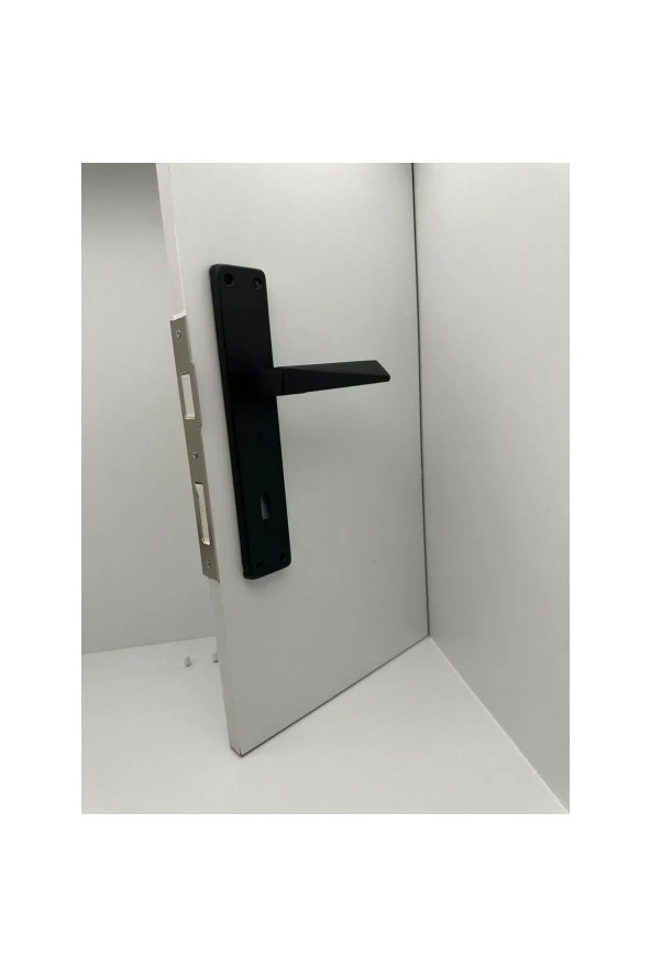 Piramit Siyah Lüx Kare Aynalı Oda Kapı Kolu 5 Takım - Resim 4