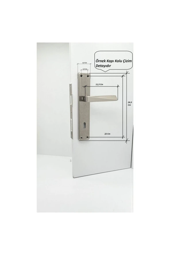 Piramit Siyah Lüx Kare Aynalı Oda Kapı Kolu 5 Takım - Resim 5