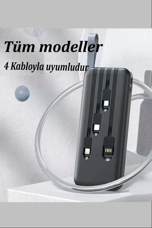 Qpen PB48 10.000 mAh 10W Led Işıklı 3in1 Dahili Kablolu Powerbank - 3