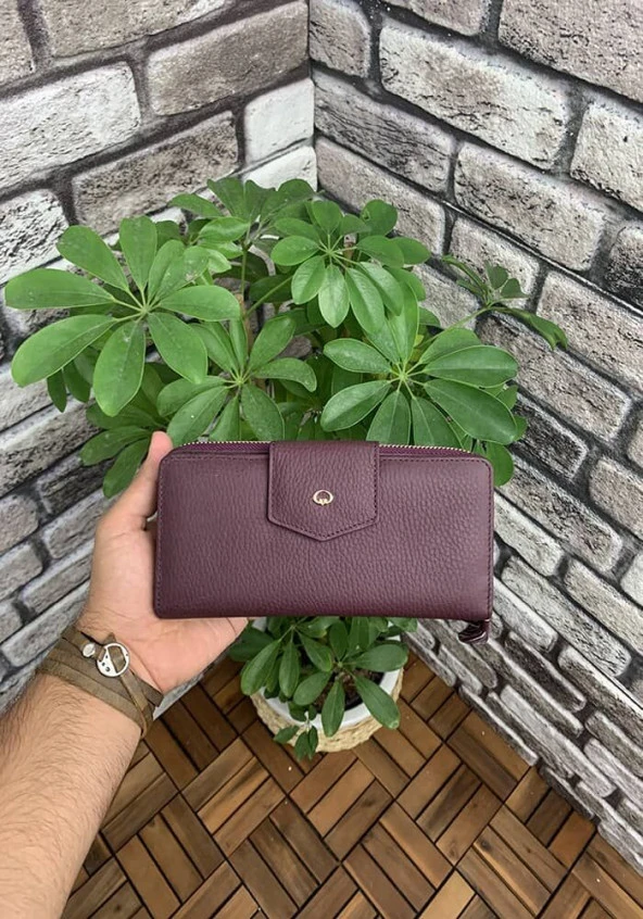 Guard Bordo Mat Fermuarlı ve Deri Patlı El Portföyü - GRD2403XW22283