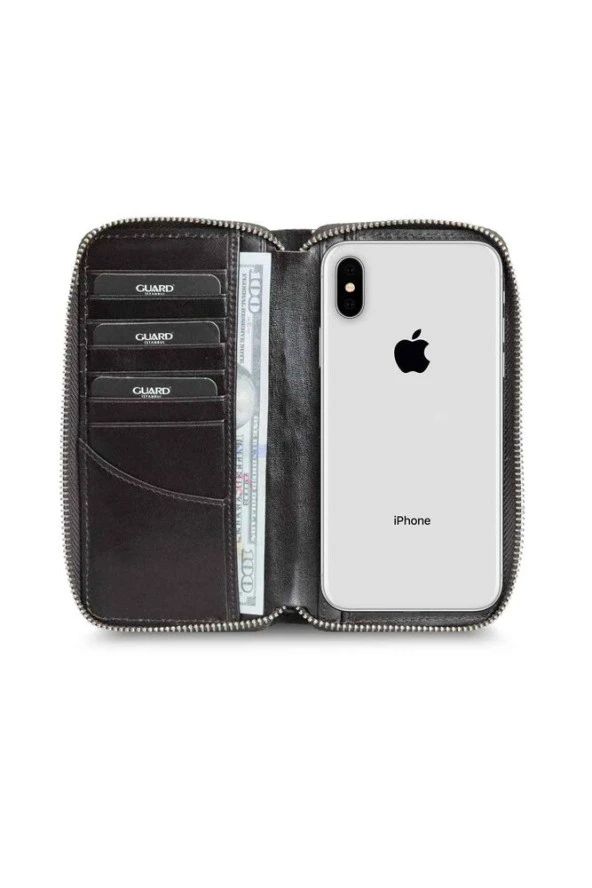 Guard  Lazer Baskılı Kahverengi Fermuarlı Portföy Cüzdan - GRD2403XW22336 - Resim 2