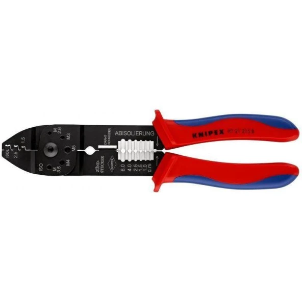 Knipex 9721215B Pabuç Sıkma ve Kablo Sıyırma Pensesi 215mm