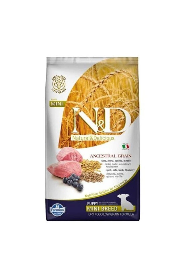N&D Ancestral Grain Kuzu Etli ve Yaban Mersinli Küçük Irk Ata Tahıllı Yavru Köpek Maması 7kg