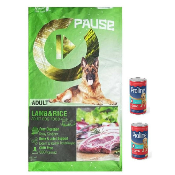 Pause Kuzu Etli Yetişkin Köpek Maması 15kg + Konserve Hediyeli